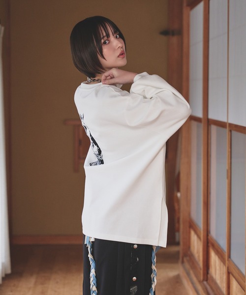 狐独(コドク)の「狐刺繍ビックボリュームロンT(Tシャツ/カットソー・メンズ・ブラック/オフホワイト・LARGE/MEDIUM)」の16枚目の写真