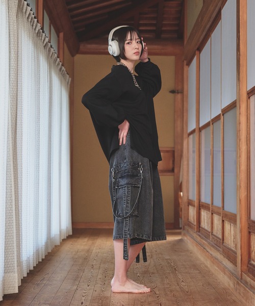 狐独(コドク)の「狐刺繍ビックボリュームロンT(Tシャツ/カットソー・メンズ・ブラック/オフホワイト・LARGE/MEDIUM)」の11枚目の写真