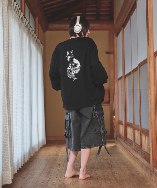 狐独(コドク)の「狐刺繍ビックボリュームロンT(Tシャツ/カットソー・メンズ・ブラック/オフホワイト・LARGE/MEDIUM)」の12枚目の写真