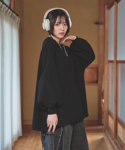 狐独(コドク)の「狐刺繍ビックボリュームロンT(Tシャツ/カットソー・メンズ・ブラック/オフホワイト・LARGE/MEDIUM)」の8枚目の写真
