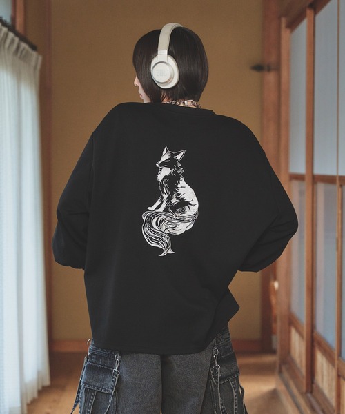 狐独(コドク)の「狐刺繍ビックボリュームロンT(Tシャツ/カットソー・メンズ・ブラック/オフホワイト・LARGE/MEDIUM)」の9枚目の写真