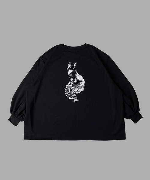 狐独(コドク)の「狐刺繍ビックボリュームロンT(Tシャツ/カットソー・メンズ・ブラック/オフホワイト・LARGE/MEDIUM)」の5枚目の写真