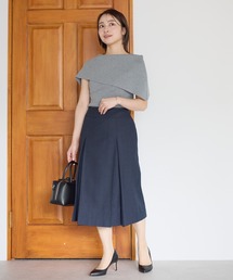 BONCIERGE meets Audire（ボンシェルジュミーツアウディーレ）の「ミドル丈 ツイード 台形プリーツスカート【セットアップ可】（スーツスカート）」