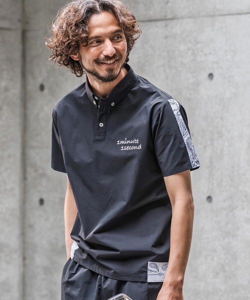 mhs2559-nylon x knit line polo shirt ポロシャツ(1M26N030)（シャツ