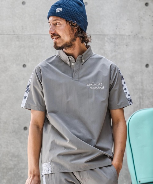 mhs2559-nylon x knit line polo shirt ポロシャツ(1M26N030)（シャツ