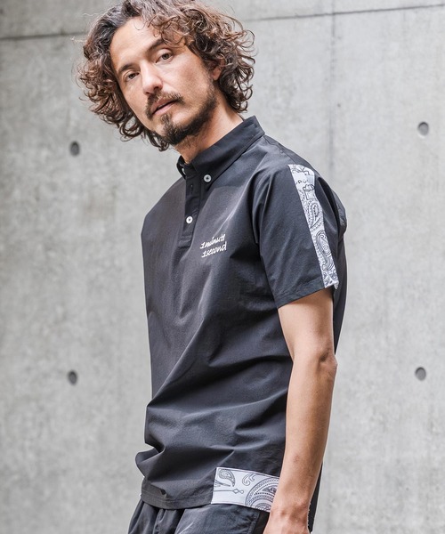 1minute 1second(ワンミニットワンセカンド)の「mhs2559-nylon x knit line polo shirt ポロシャツ(1M26N030)(シャツ/ブラウス・メンズ・グレー/ブラック×ブラック/ブラック×ホワイト・XL/L/M/S)」の9枚目の写真