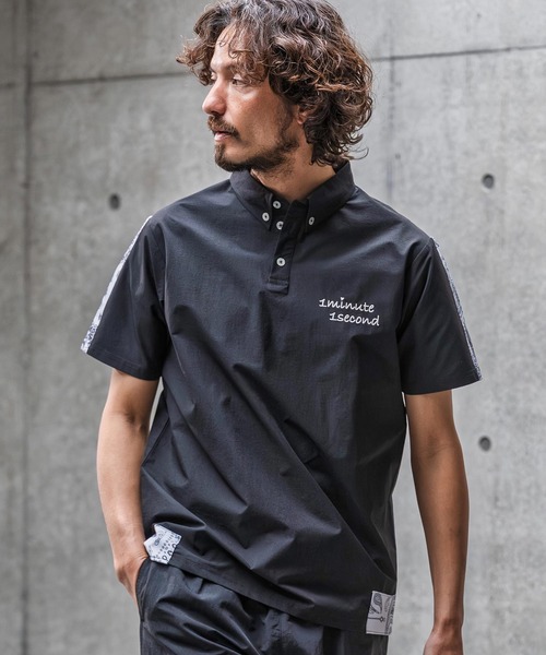 1minute 1second(ワンミニットワンセカンド)の「mhs2559-nylon x knit line polo shirt ポロシャツ(1M26N030)(シャツ/ブラウス・メンズ・グレー/ブラック×ブラック/ブラック×ホワイト・XL/L/M/S)」の10枚目の写真