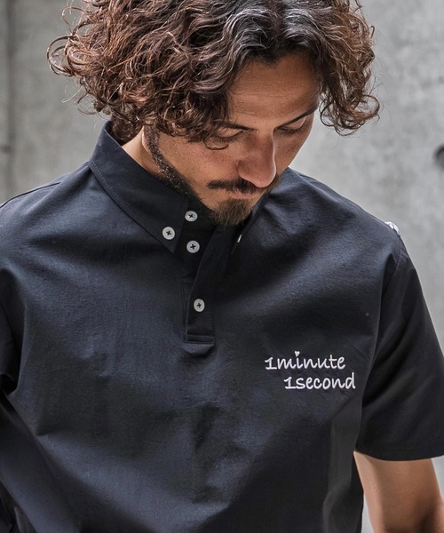 1minute 1second(ワンミニットワンセカンド)の「mhs2559-nylon x knit line polo shirt ポロシャツ(1M26N030)(シャツ/ブラウス・メンズ・グレー/ブラック×ブラック/ブラック×ホワイト・XL/L/M/S)」の11枚目の写真