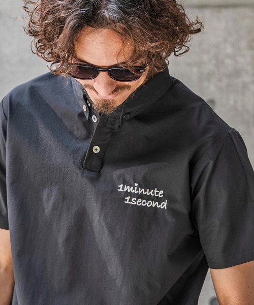 1minute 1second(ワンミニットワンセカンド)の「mhs2559-nylon x knit line polo shirt ポロシャツ(1M26N030)(シャツ/ブラウス・メンズ・グレー/ブラック×ブラック/ブラック×ホワイト・XL/L/M/S)」の15枚目の写真