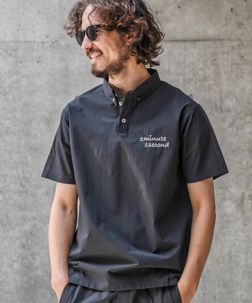1minute 1second(ワンミニットワンセカンド)の「mhs2559-nylon x knit line polo shirt ポロシャツ(1M26N030)(シャツ/ブラウス・メンズ・グレー/ブラック×ブラック/ブラック×ホワイト・XL/L/M/S)」の16枚目の写真