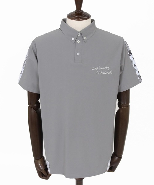 1minute 1second(ワンミニットワンセカンド)の「mhs2559-nylon x knit line polo shirt ポロシャツ(1M26N030)(シャツ/ブラウス・メンズ・グレー/ブラック×ブラック/ブラック×ホワイト・XL/L/M/S)」の19枚目の写真