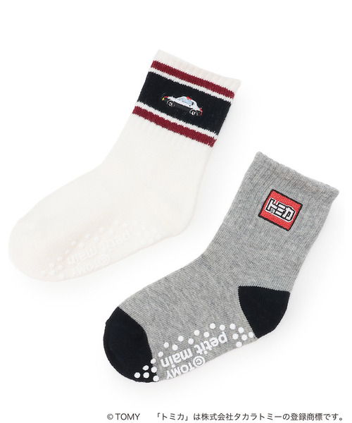 petit main(プティマイン)の「【TOMICA】ソックス2P(ソックス/靴下・キッズ・オフホワイト/ライトグレー・S(13-15cm)/M(16-18cm)/L(18-20cm)/11-13cm)」の1枚目の写真