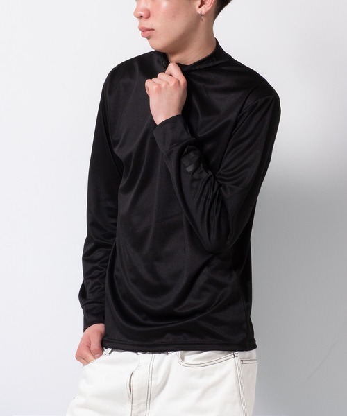 BAYBLO(ベイブロ)の「(SA) ドライ モックネック ロゴ 長袖 Tシャツ(Tシャツ/カットソー・メンズ・ライトグリーン系/ホワイト系1/ホワイト系/ブラック系/ネイビー系1/ライトグリーン系1/ブラック系1/ネイビー系・M/LL/L)」の1枚目の写真