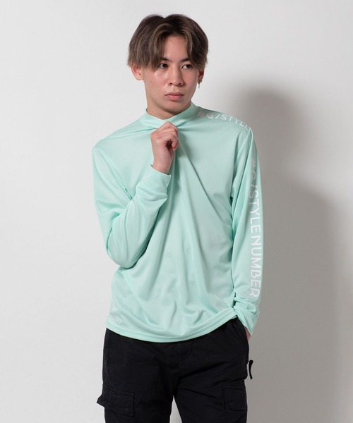 BAYBLO(ベイブロ)の「(SA) ドライ モックネック ロゴ 長袖 Tシャツ(Tシャツ/カットソー・メンズ・ライトグリーン系/ホワイト系1/ホワイト系/ブラック系/ネイビー系1/ライトグリーン系1/ブラック系1/ネイビー系・M/LL/L)」の9枚目の写真