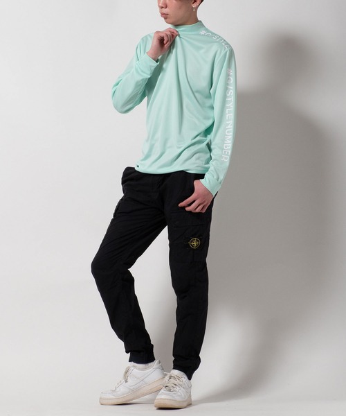 BAYBLO(ベイブロ)の「(SA) ドライ モックネック ロゴ 長袖 Tシャツ(Tシャツ/カットソー・メンズ・ライトグリーン系/ホワイト系1/ホワイト系/ブラック系/ネイビー系1/ライトグリーン系1/ブラック系1/ネイビー系・M/LL/L)」の12枚目の写真