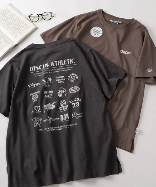 DISCUS(ディスカス)の「【71】【DISCUS/ディスカス】グラフィックデザイン バックプリント クルーネックTシャツ/ワンポイントワッペン/レディース(Tシャツ/カットソー・レディース・ブラック/ライトブルー/チャコールグレー/アッシュグレー/ブルー/ホワイト/ホワイト系その他/モカ・M/L)」の4枚目の写真