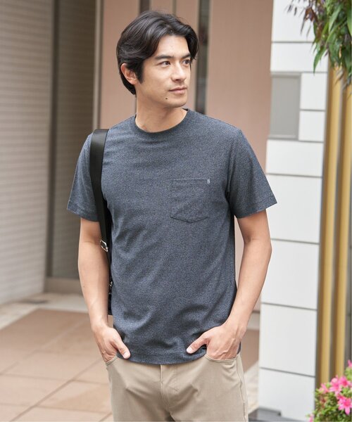 ikka(イッカ)の「【プチプラ1990円(税抜)】【吸水速乾】冷感DRYメランジ梨地Tシャツ(Tシャツ/カットソー・メンズ・ブラック/グレー/グリーン/ホワイト/ネイビー/オレンジ・XL/S/M/L)」の5枚目の写真