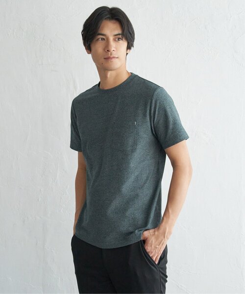 ikka(イッカ)の「【プチプラ1990円(税抜)】【吸水速乾】冷感DRYメランジ梨地Tシャツ(Tシャツ/カットソー・メンズ・ブラック/グレー/グリーン/ホワイト/ネイビー/オレンジ・XL/S/M/L)」の4枚目の写真