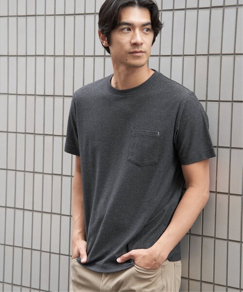 ikka(イッカ)の「【プチプラ1990円(税抜)】【吸水速乾】冷感DRYメランジ梨地Tシャツ(Tシャツ/カットソー・メンズ・ブラック/グレー/グリーン/ホワイト/ネイビー/オレンジ・XL/S/M/L)」の2枚目の写真