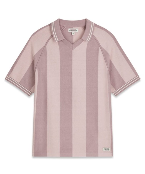 GUESS JEANS(ゲスジーンズ)の「GUESS JEANS STRIPED Polo Sweater ポロシャツ(ポロシャツ・メンズ・ネイビー/ピンク・XX-LARGE/MEDIUM/LARGE/X-LARGE/SMALL)」の6枚目の写真