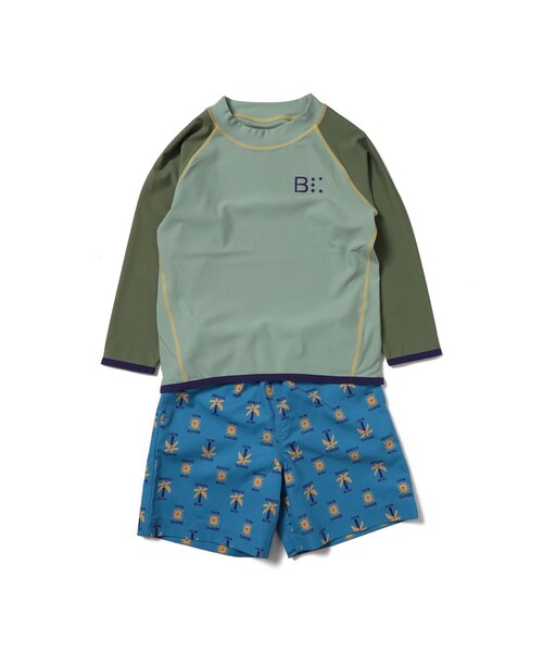 BEAMS mini（ビームスミニ）の「ラッシュガード スイムショーツ セット2026SS（100～130cm）（水着・キッズ・ブラック系その他2/ミント・L(120-130)/M(110-120)/S(100-110)）」の2枚目の写真