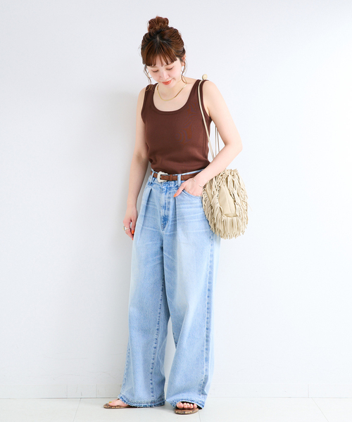 B.C STOCK(ベーセーストック)の「ウォッシャブル / 接触冷感2WAYニットタンク(タンクトップ・レディース・ブラウン/ホワイト/ライトグレー/ブラック・FREE)」の20枚目の写真