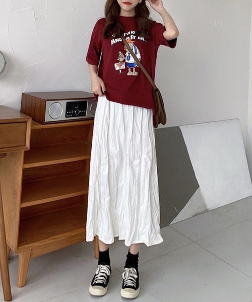 mielu(ミエル)の「シワ加工ミディ丈スカート(スカート・レディース・ブラック/ホワイト・LARGE/MEDIUM)」の13枚目の写真