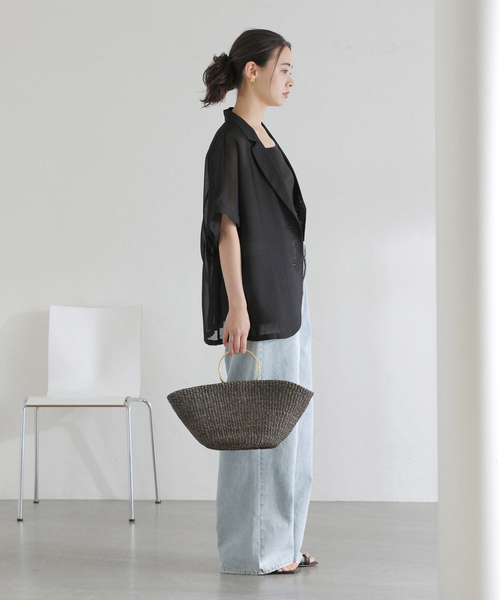 La TOTALITE（ラトータリテ）の「【洗える】シアーカラミハーフスリーブジャケット（その他アウター・レディース・オートミール/ブラック・FREE）」の7枚目の写真