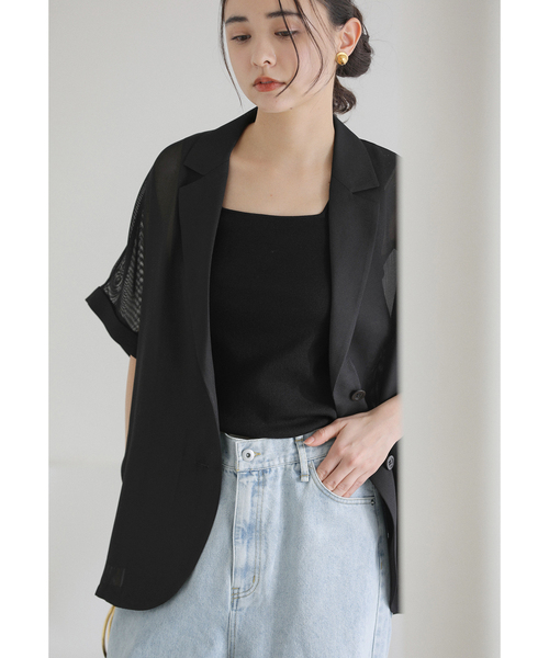 La TOTALITE（ラトータリテ）の「【洗える】シアーカラミハーフスリーブジャケット（その他アウター・レディース・オートミール/ブラック・FREE）」の9枚目の写真