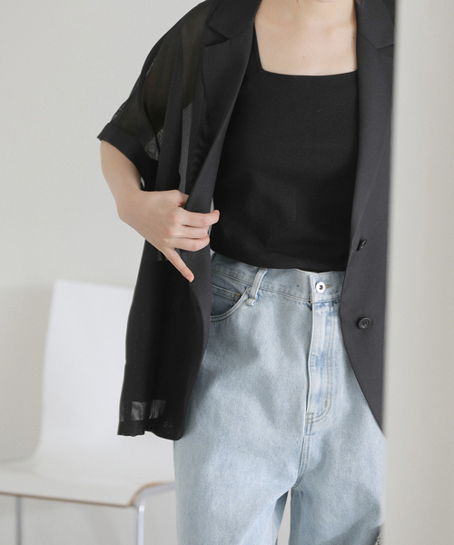 La TOTALITE（ラトータリテ）の「【洗える】シアーカラミハーフスリーブジャケット（その他アウター・レディース・オートミール/ブラック・FREE）」の11枚目の写真