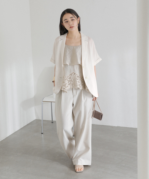 La TOTALITE（ラトータリテ）の「【洗える】シアーカラミハーフスリーブジャケット（その他アウター・レディース・オートミール/ブラック・FREE）」の12枚目の写真