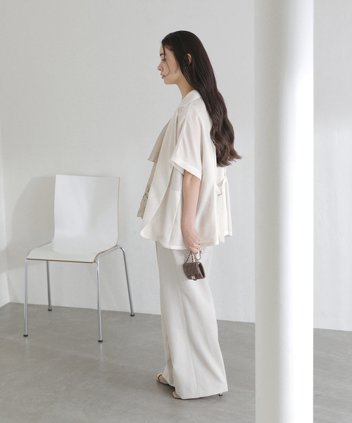 La TOTALITE（ラトータリテ）の「【洗える】シアーカラミハーフスリーブジャケット（その他アウター・レディース・オートミール/ブラック・FREE）」の13枚目の写真