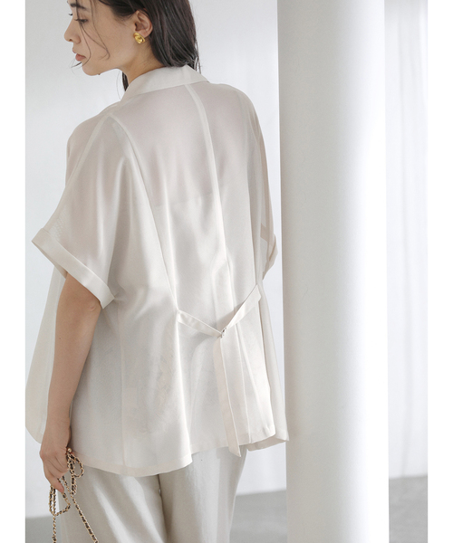 La TOTALITE（ラトータリテ）の「【洗える】シアーカラミハーフスリーブジャケット（その他アウター・レディース・オートミール/ブラック・FREE）」の5枚目の写真