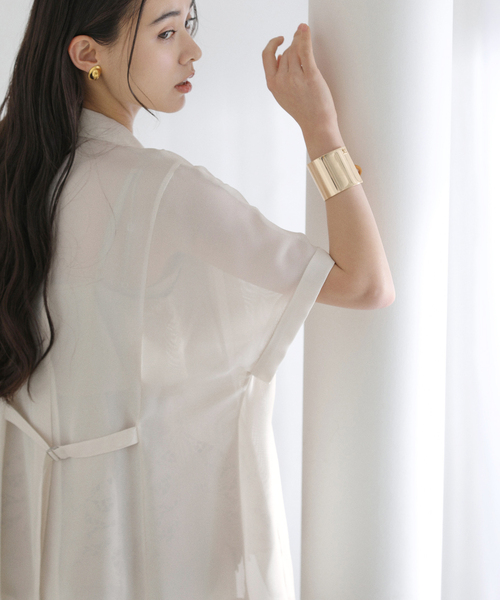 La TOTALITE（ラトータリテ）の「【洗える】シアーカラミハーフスリーブジャケット（その他アウター・レディース・オートミール/ブラック・FREE）」の14枚目の写真