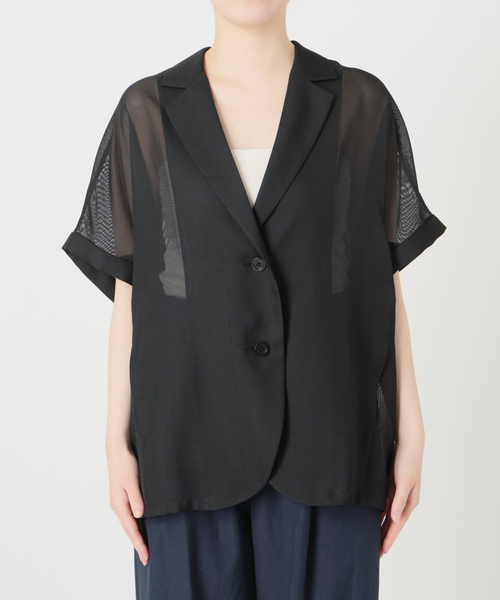 La TOTALITE（ラトータリテ）の「【洗える】シアーカラミハーフスリーブジャケット（その他アウター・レディース・オートミール/ブラック・FREE）」の15枚目の写真