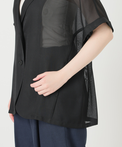 La TOTALITE（ラトータリテ）の「【洗える】シアーカラミハーフスリーブジャケット（その他アウター・レディース・オートミール/ブラック・FREE）」の20枚目の写真