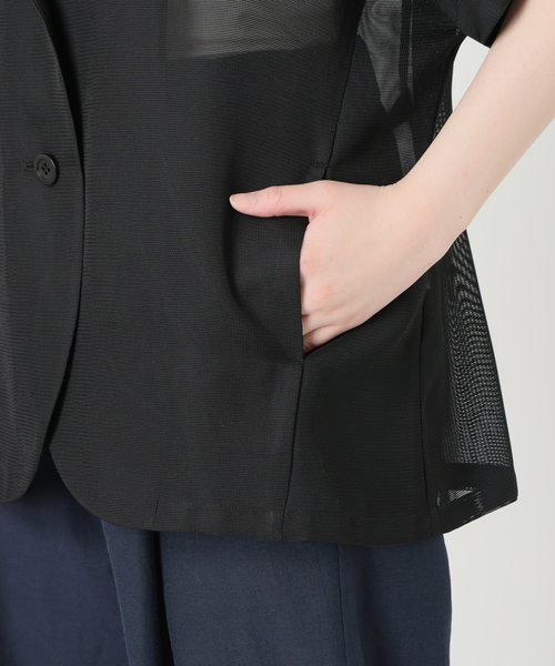 La TOTALITE（ラトータリテ）の「【洗える】シアーカラミハーフスリーブジャケット（その他アウター・レディース・オートミール/ブラック・FREE）」の21枚目の写真