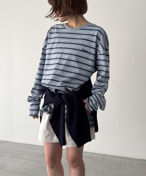Lakey Park　胸刺繍ボーダーロンT