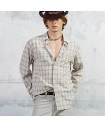 KUME（クメ）の「Men Vintage Pastel Western Checkered Shirt, Light Gray（シャツ/ブラウス）」