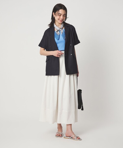 green label relaxing（グリーンレーベルリラクシング）の「［size SHORTあり］ライト リネンライク ハーフスリーブ ジャケット UVカット 通気性（テーラードジャケット・レディース・ダークブラウン/ネイビー/ナチュラル・SHORT/FREE）」の22枚目の写真