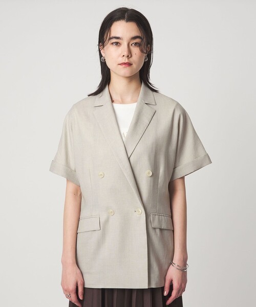 green label relaxing（グリーンレーベルリラクシング）の「［size SHORTあり］ライト リネンライク ハーフスリーブ ジャケット UVカット 通気性（テーラードジャケット・レディース・ダークブラウン/ネイビー/ナチュラル・SHORT/FREE）」の19枚目の写真