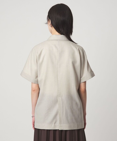 green label relaxing（グリーンレーベルリラクシング）の「［size SHORTあり］ライト リネンライク ハーフスリーブ ジャケット UVカット 通気性（テーラードジャケット・レディース・ダークブラウン/ネイビー/ナチュラル・SHORT/FREE）」の17枚目の写真