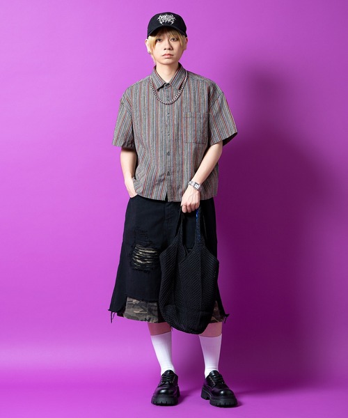 an meets zakka(アンミツザッカ)の「an meets zakka ローゲージ編みニットネットハンドバッグ(トートバッグ・レディース・ブラック/ホワイト/ブラウン・ONESIZE)」の8枚目の写真
