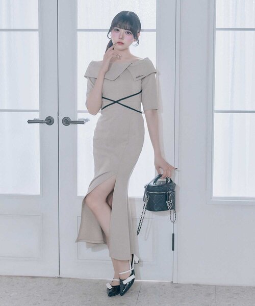 OLIVE des OLIVE(オリーブデオリーブ)の「【Belle Charme】Offshoulder Collar Mermaid Onepiece(ワンピース・レディース・ベージュ/オートミール/ブラック・FREE)」の19枚目の写真