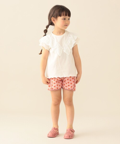 BEAMS mini(ビームスミニ)の「コットン レース Tシャツ 2026SS (90~140cm)(Tシャツ/カットソー・キッズ・オフホワイト/レッド系その他・90/110/120/130/140/100)」の6枚目の写真