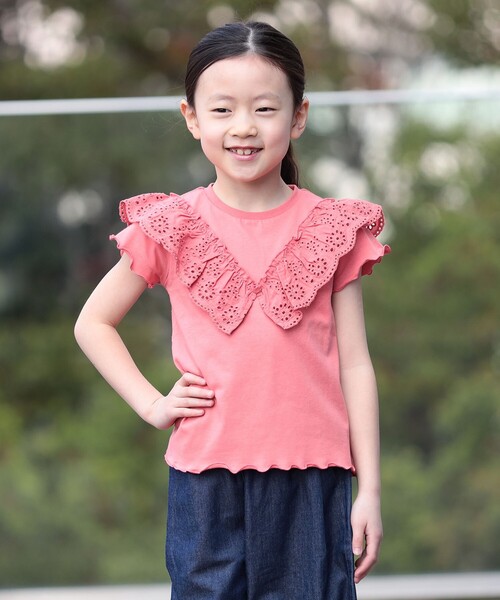 BEAMS mini(ビームスミニ)の「コットン レース Tシャツ 2026SS (90~140cm)(Tシャツ/カットソー・キッズ・オフホワイト/レッド系その他・90/110/120/130/140/100)」の19枚目の写真