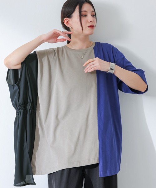 kOhAKU(コハク)の「シフォンシャーリングアシメカットソー(Tシャツ/カットソー・レディース・ブラック/グレー・FREE)」の6枚目の写真