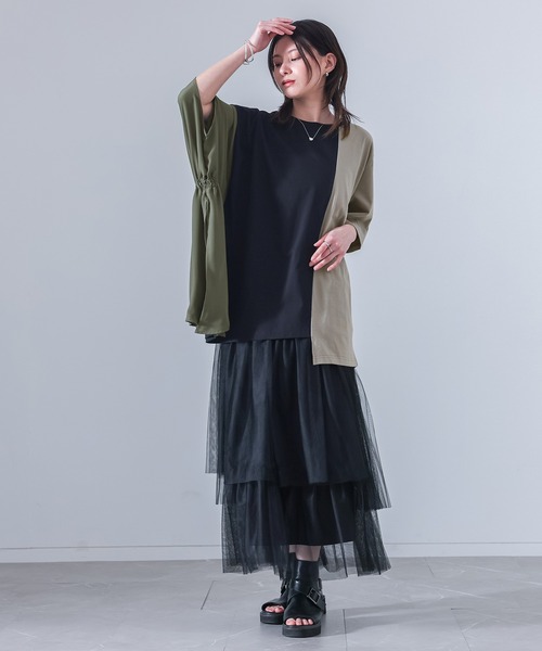 kOhAKU(コハク)の「シフォンシャーリングアシメカットソー(Tシャツ/カットソー・レディース・ブラック/グレー・FREE)」の17枚目の写真