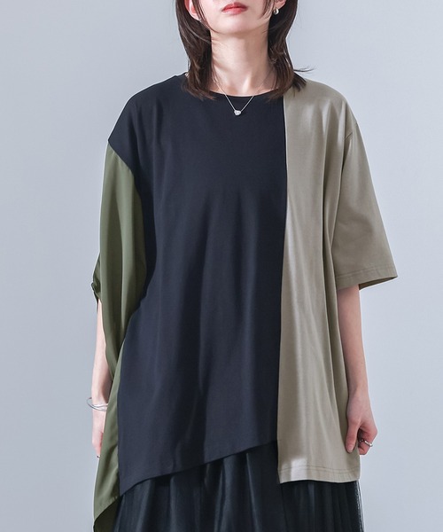 kOhAKU(コハク)の「シフォンシャーリングアシメカットソー(Tシャツ/カットソー・レディース・ブラック/グレー・FREE)」の14枚目の写真