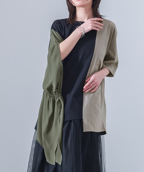 kOhAKU(コハク)の「シフォンシャーリングアシメカットソー(Tシャツ/カットソー・レディース・ブラック/グレー・FREE)」の16枚目の写真